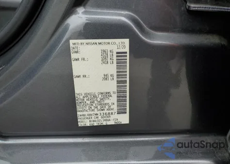 2021 Nissan Altima S из США, поврежденный, VIN 1N4BL4BV7MN336887